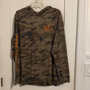 Bass Pro Shops Camo Hooded Long Sleeve Tee - Brown/Black with Orange Logo